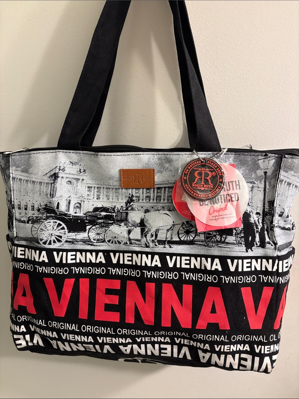 Robin Ruth Vienna Canvas Tote - Black, White & Red